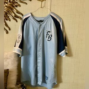 FUBU Light Blue and Navy Men's Jersey